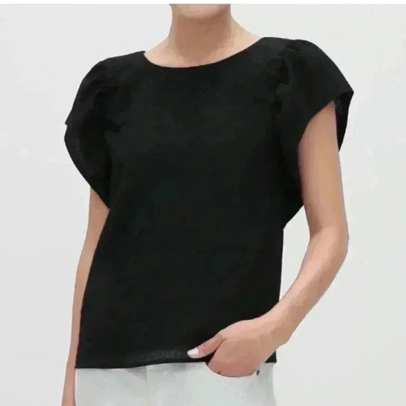 Banana Republic | Black Flutter Sleeve Blouse - Picture 1 of 7
